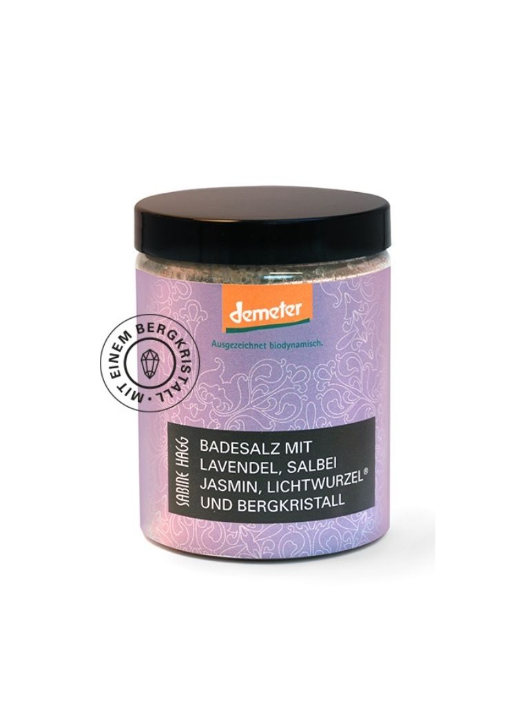 Badesalz mit Lavendel, Salbei, Jasmin, Lichtwurzel®  und Bergkristall