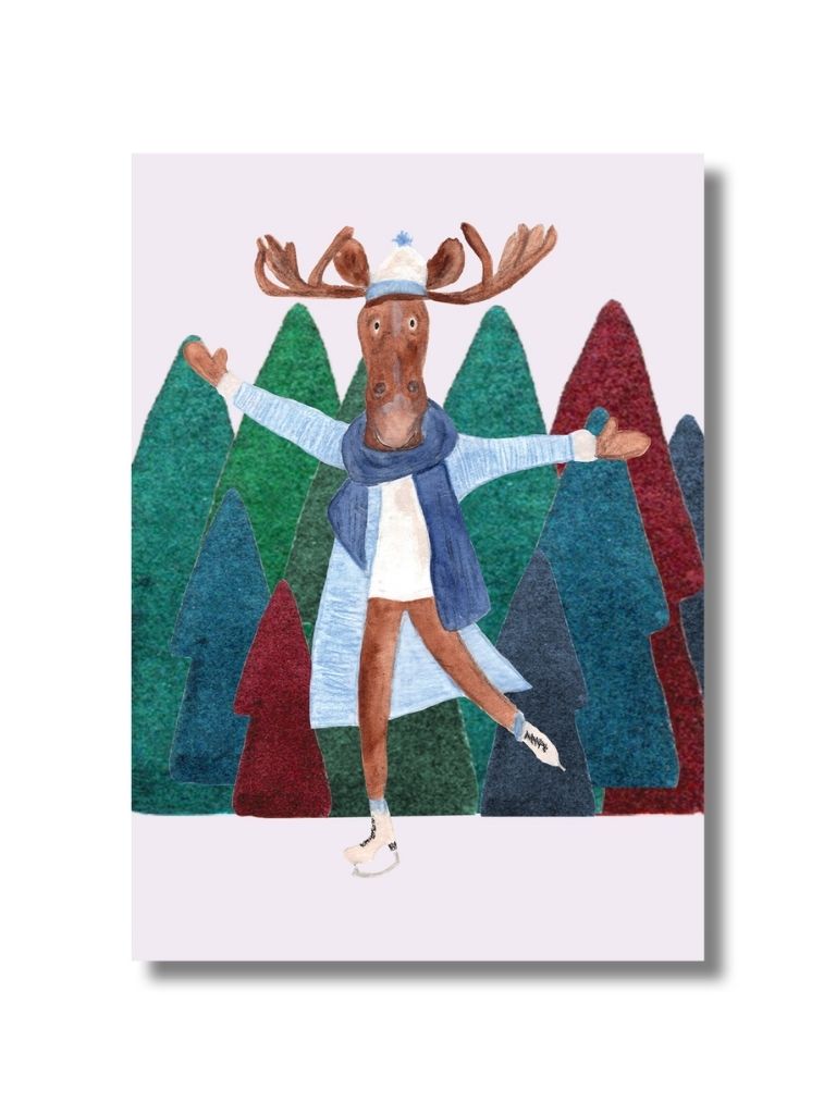 Weihnachtskarte "Happy Moose" (1 Stück)