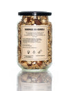 Nuts and Friends, Feines veganes Bio-Granola-Müesli, The Basic, in Schraubglas Rückseite vor weissem Hintergrund
